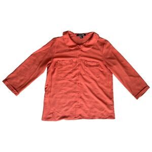 Forever 21 Orange Collared 3/4 Top, M